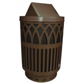 WITT Covington Collection Galvanized Laser Cut Waste Receptacle with Swing Door Top - 40 gallon, Brown